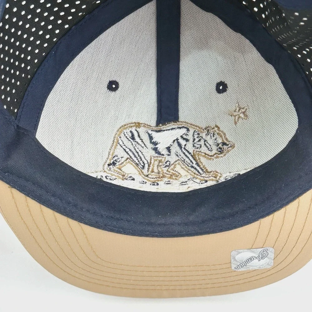 California Republic Bear Flat Brim Snapback Baseball Cap Hat Adult OS Blue Gold